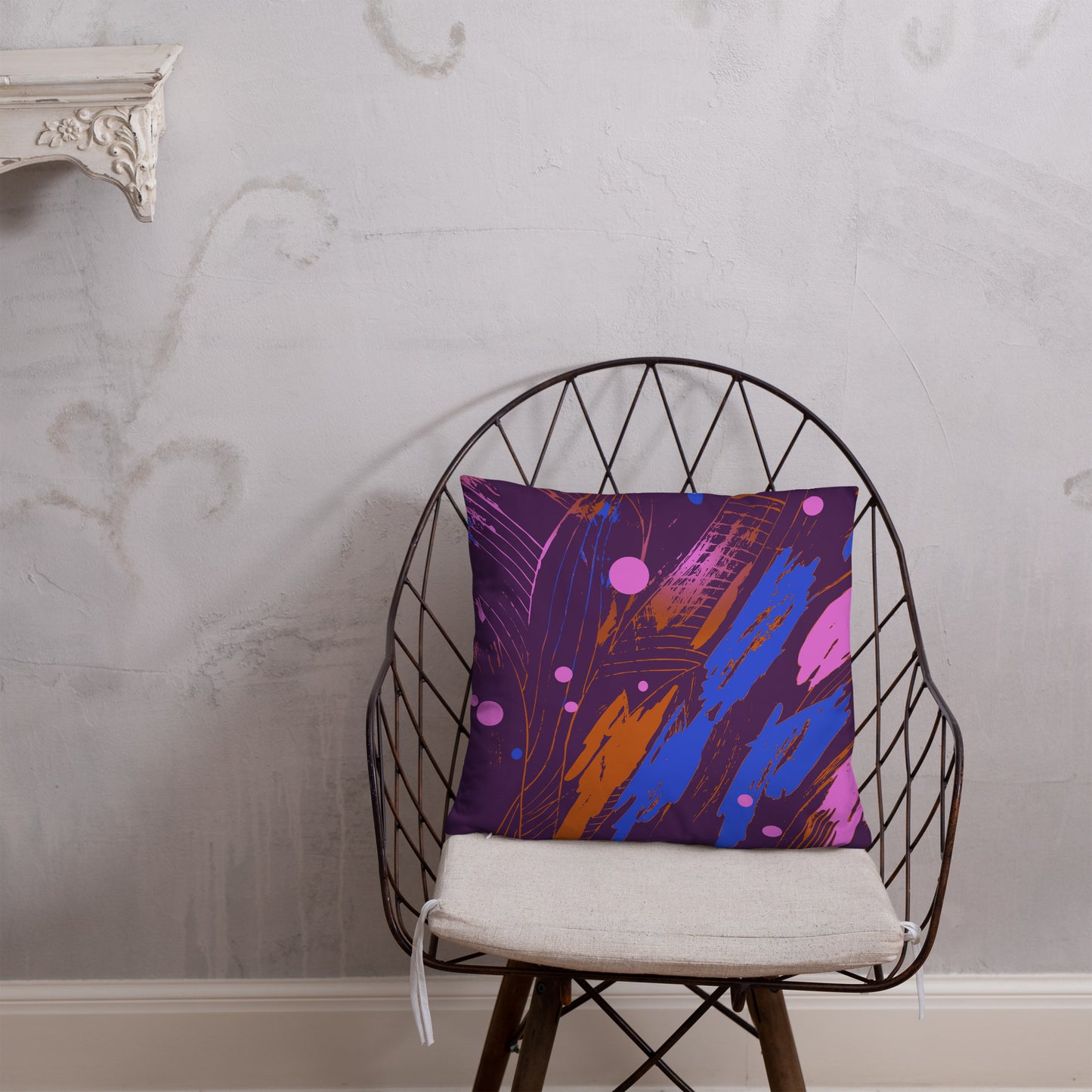 "Wind of Change" Violet Fluid Art Print Premium Pillow – Purple Abstract Cushion for Living Room