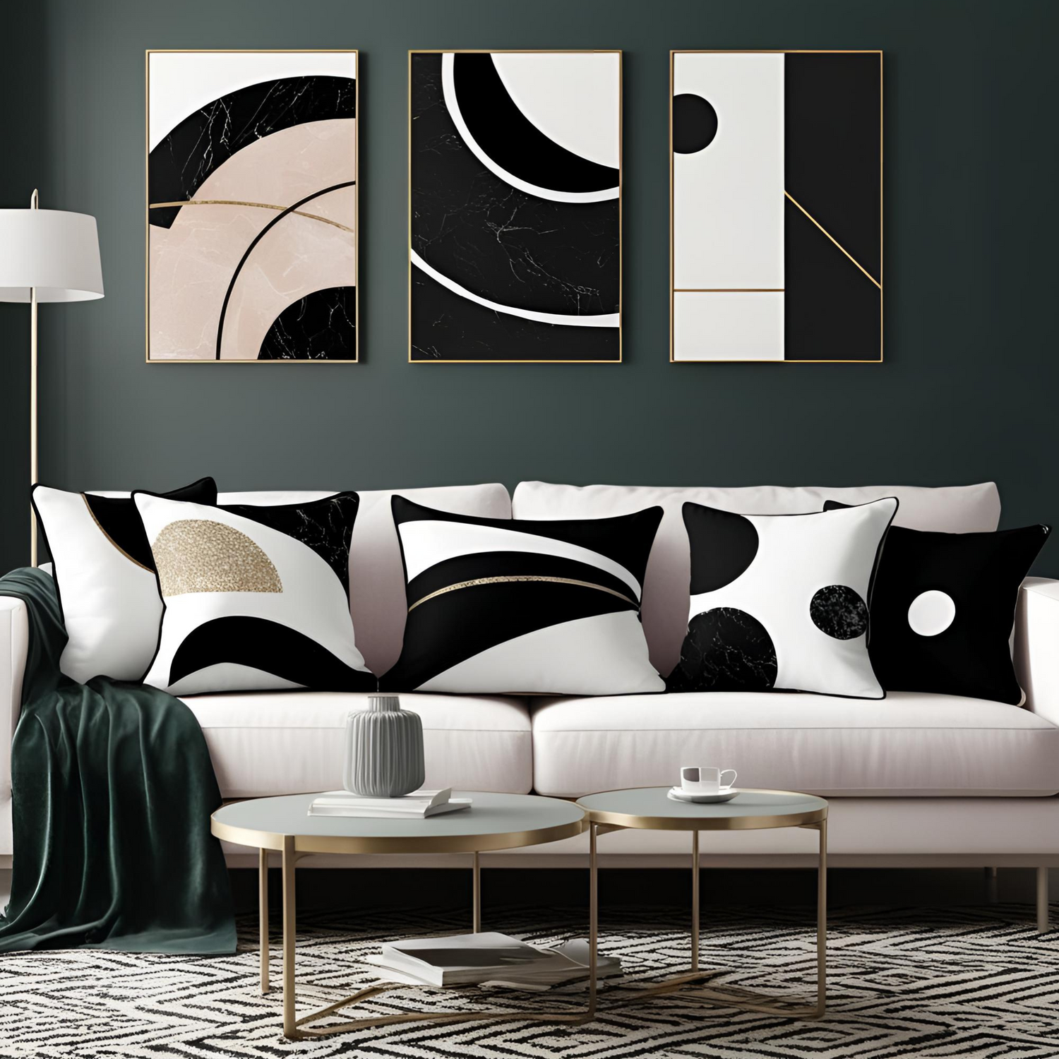 Black and white pillow collection for a modern interior