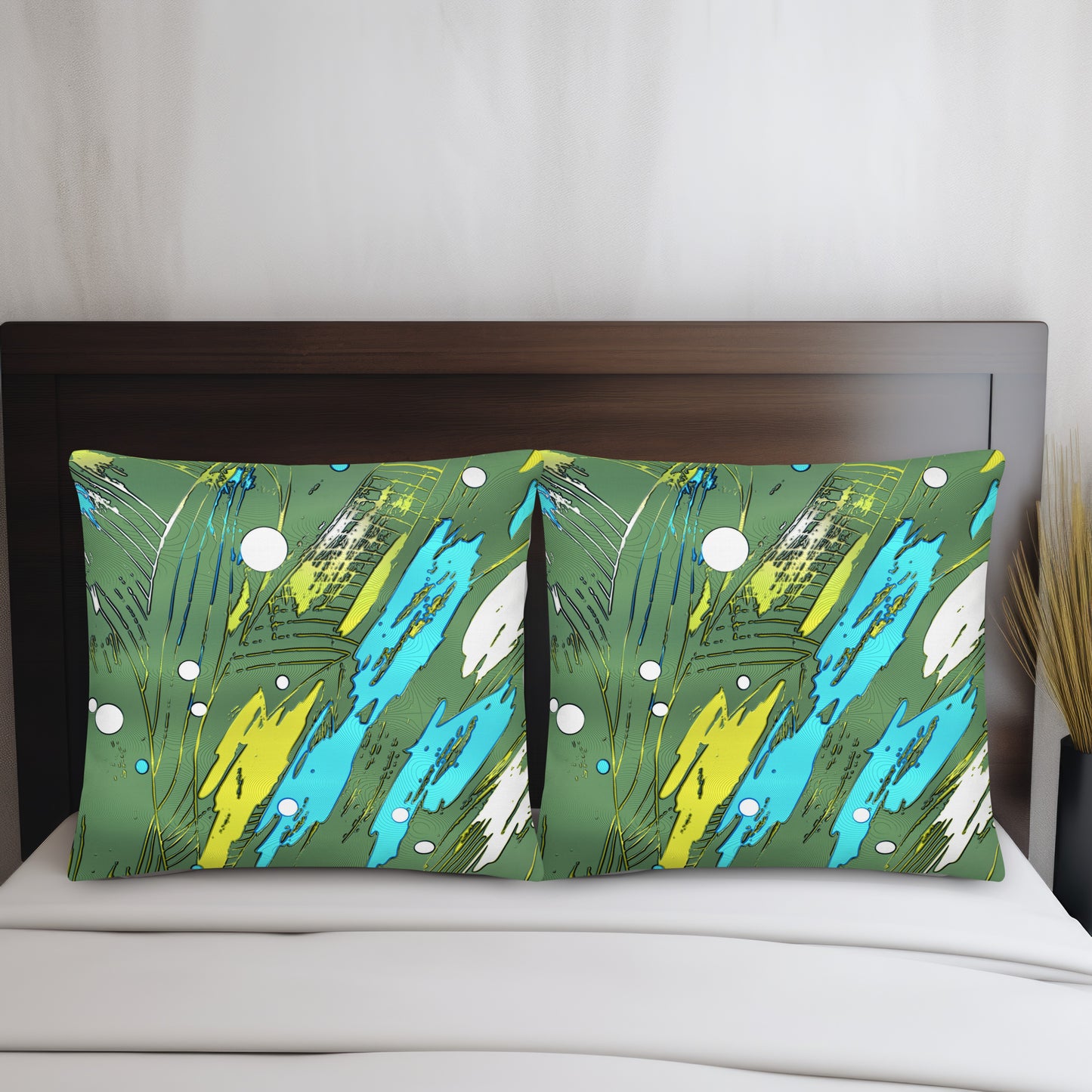 "Wind of Change" Green Abstract Premium Pillow