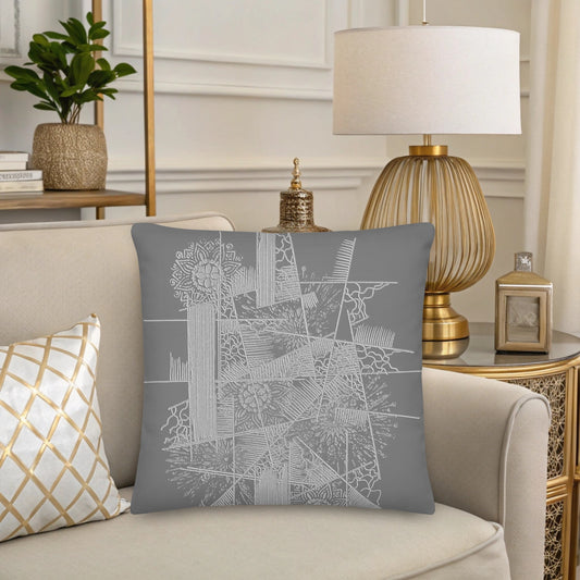 серая квадратная подушка для современного интерьера с тиле модерн