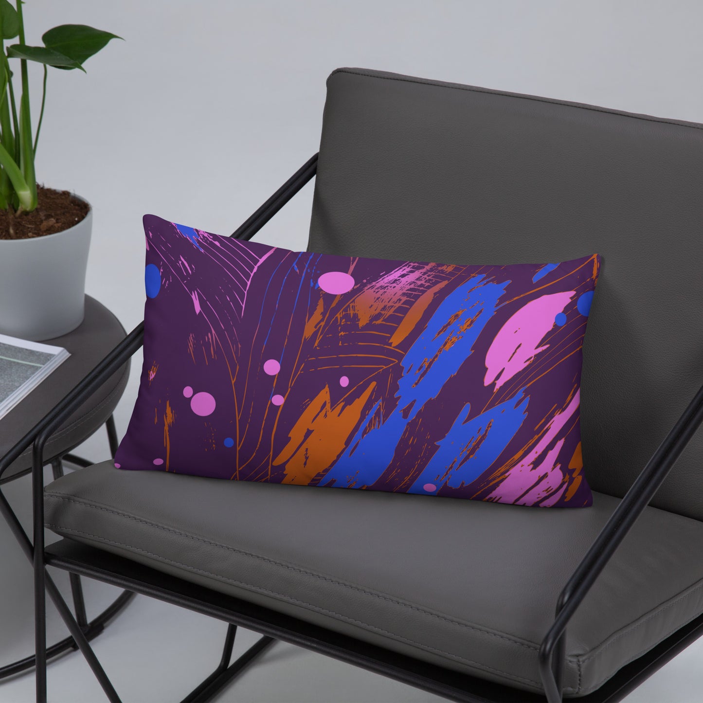 "Wind of Change" Violet Fluid Art Print Premium Pillow – Purple Abstract Cushion for Living Room