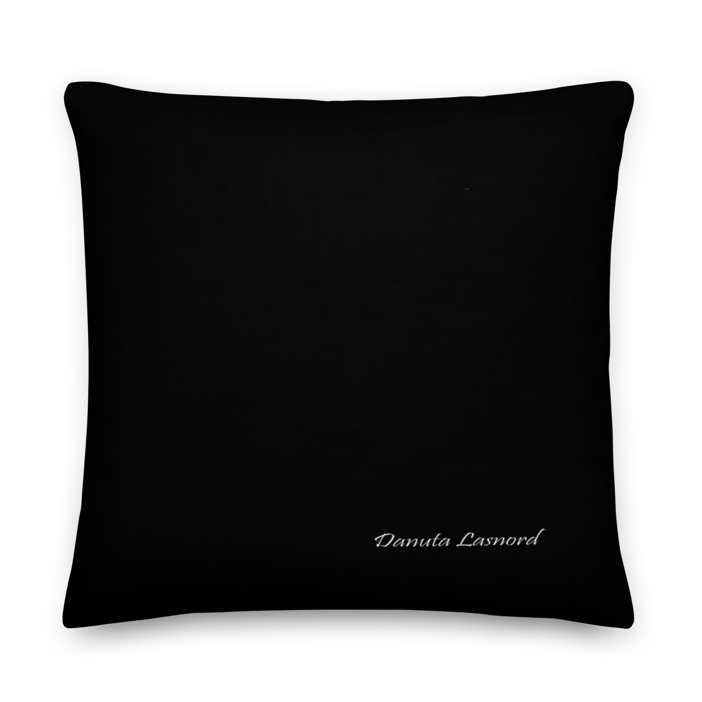 Black Decorative Throw Pillow whith Floral art print-Scandinaviean Stile Accent "Flowers in ice"