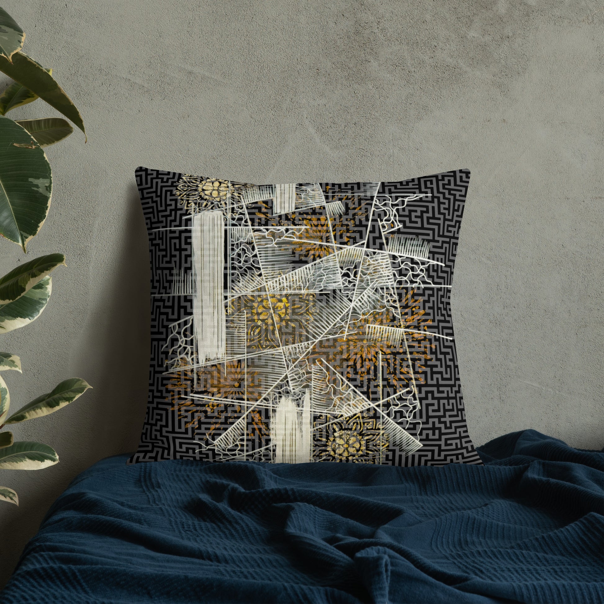 Black and Gray Abstract Pillow
