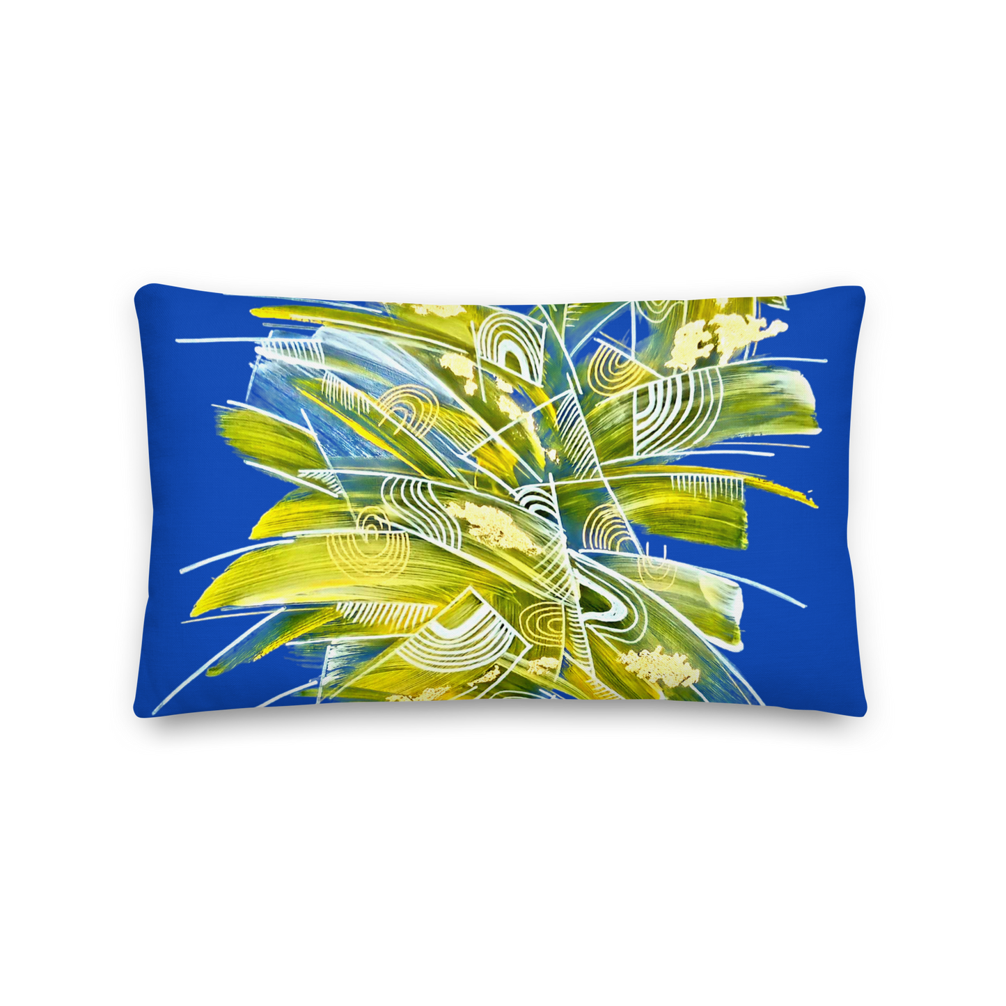 Blue and yellow lumbar pillow. Best Back pillow for traweling and sofa