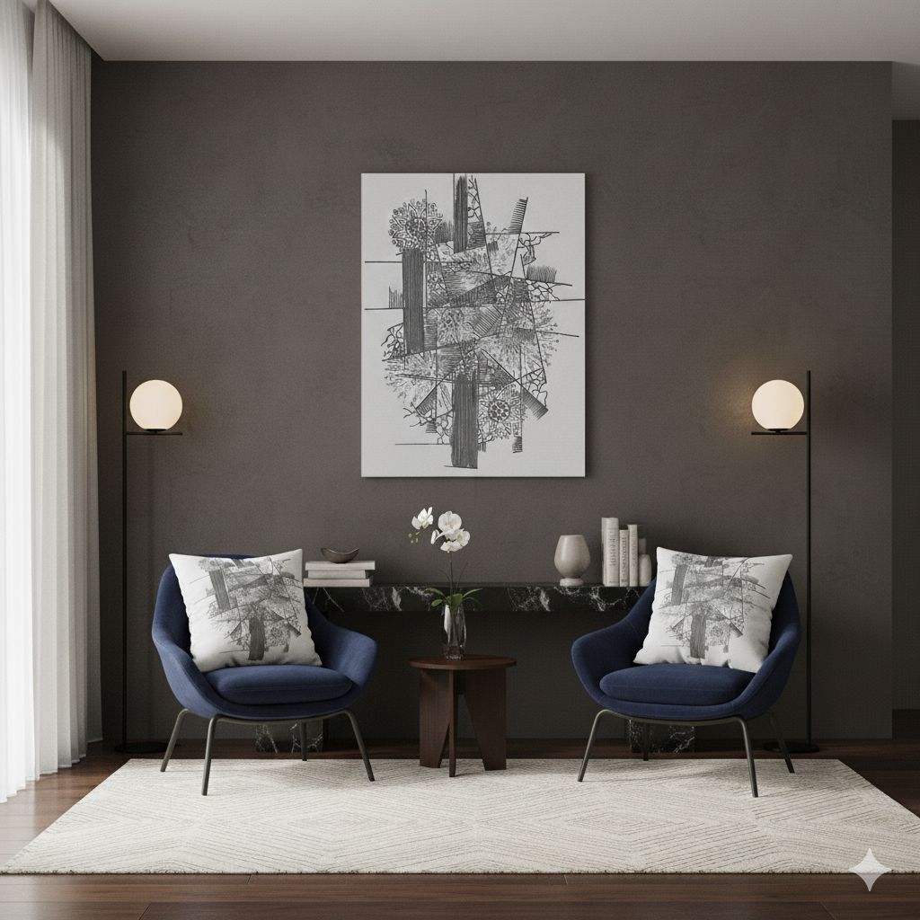 Gray Abstract Canvas Print.   Modern Wall Art for Interior -Minimalist Home and Office Decor