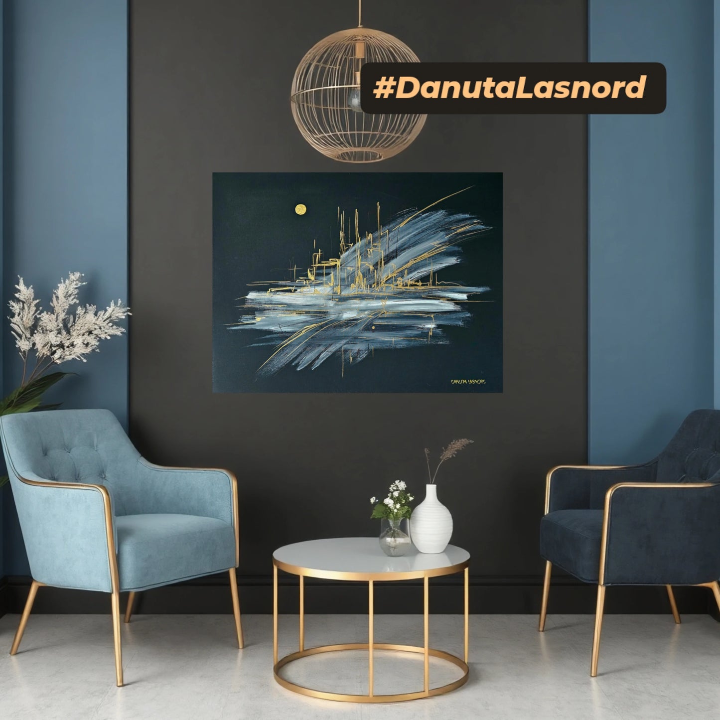 Original abstract painting on the canvas Town. Danuta Lasnord art
